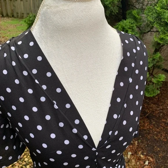 Black and White Polka Dot Wrap Maxi Dress - Picture 2 of 4